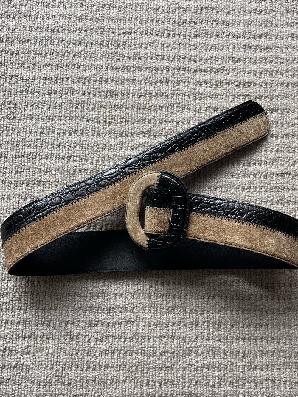 Vintage black genuine leather belt